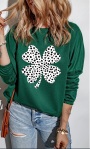 Unleash Your Wild Side with Our Green Leopard Clover Print Top!