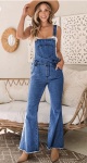 Elevate Your Casual Look with Dark Blue Flare Leg Denim Overalls